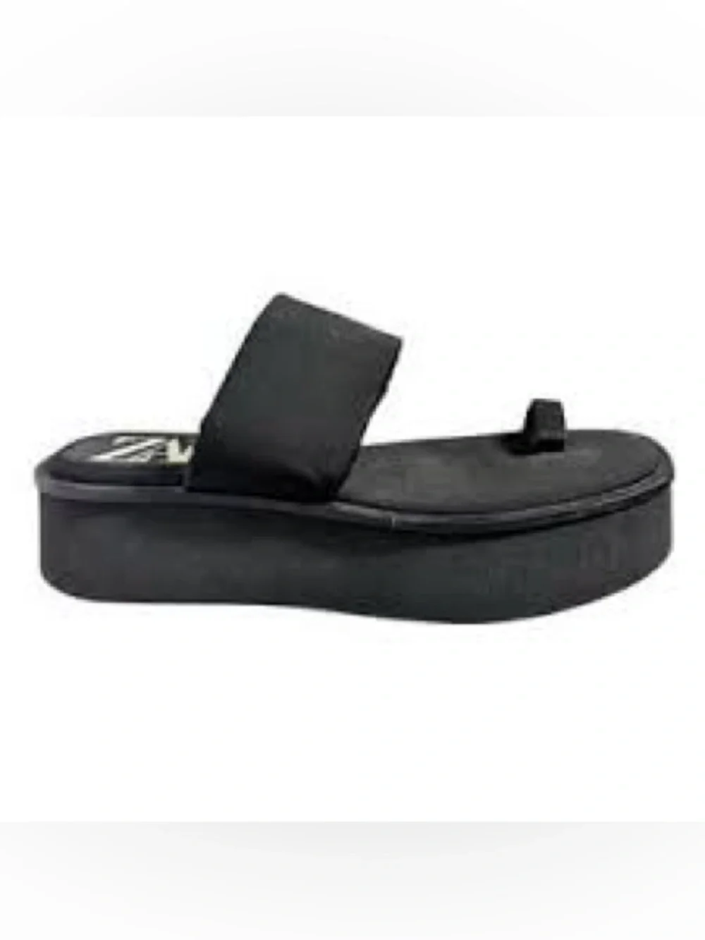 Zara Black Square Toe Platform Toe Loop Sandals